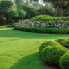 park outdoor manicured lawn and flowerbed AI generated image
